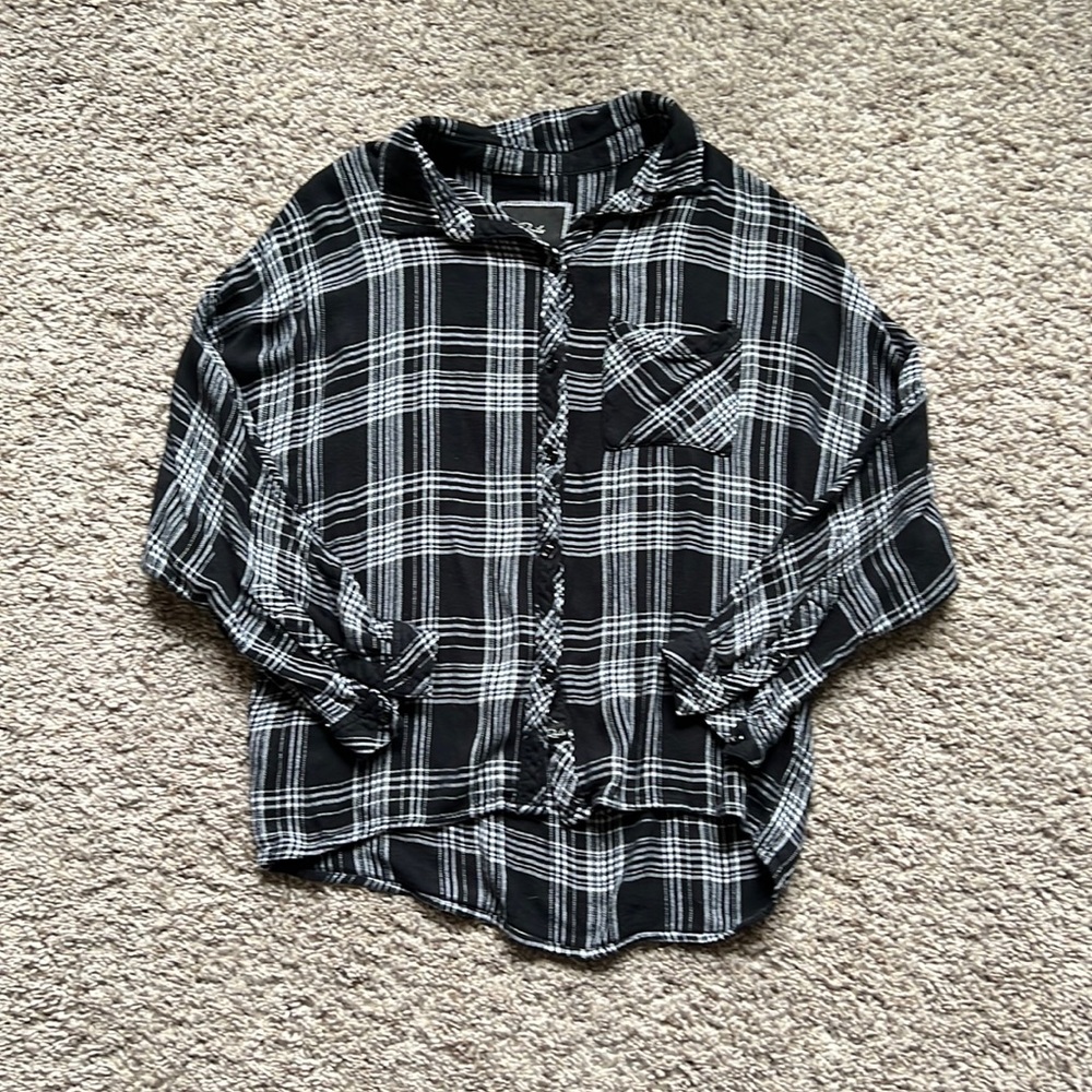 RAILS plaid button down Blouse Black and White Long Sleeve Shirt